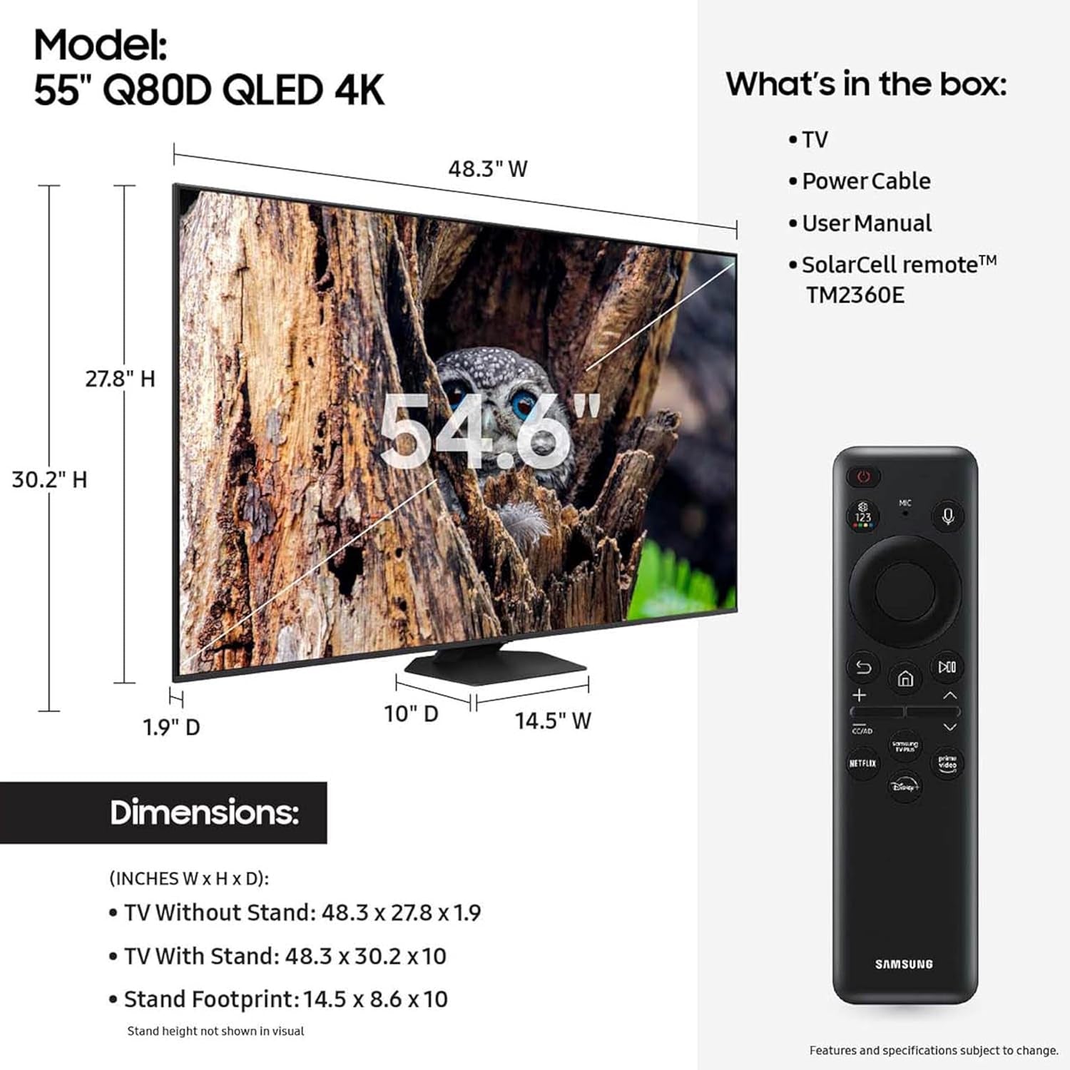 55-Inch Class QLED 4K Q80D Series Quantum HDR+ Smart TV W/Dolby Atmos, Object Tracking Sound Lite, Direct Full Array, Motion Xcelerator, Alexa Built-In (QN55Q80D, 2024 Model)