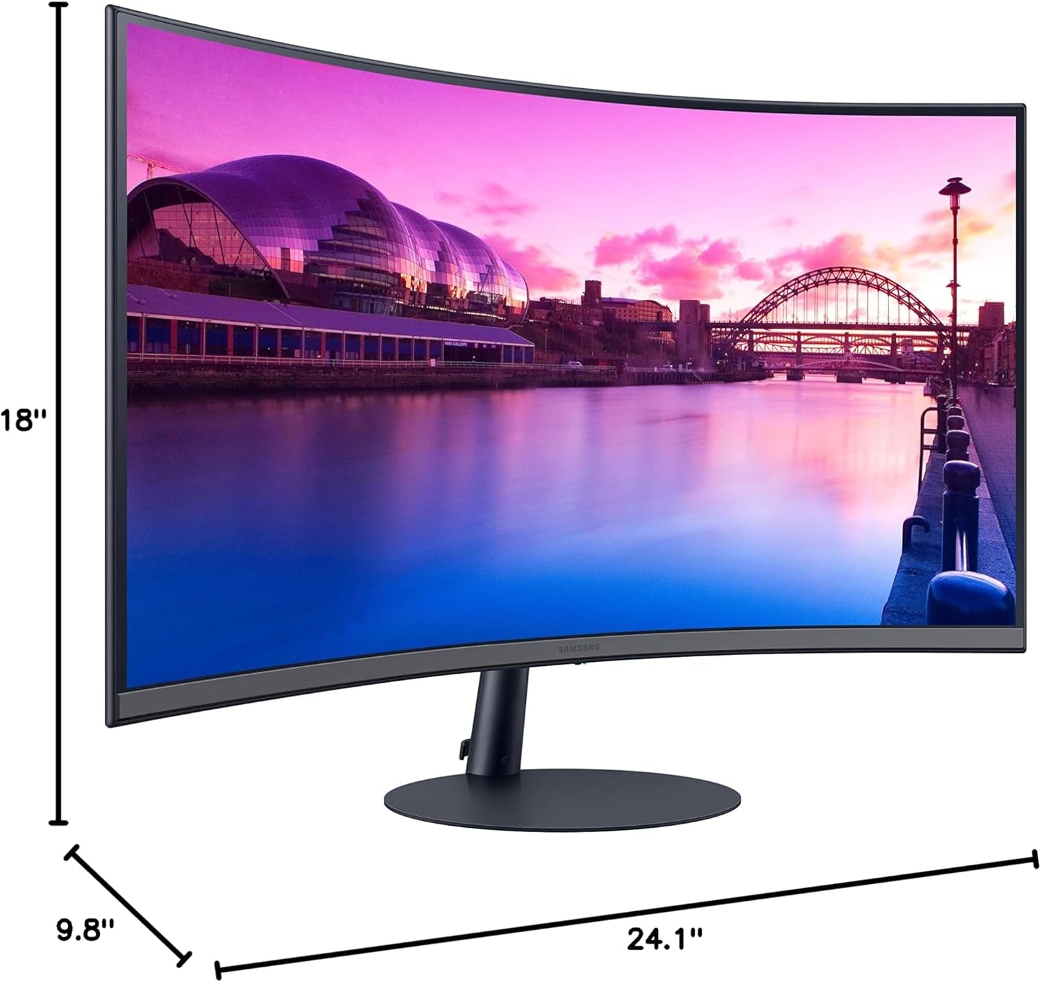 27-Inch S39C Series FHD Curved Gaming Monitor, 75Hz, AMD Freesync, Game Mode, Advanced Eye Comfort, Frameless Display, Built in Speakers, Slim Metal Stand, LS27C392EANXGO, 2023, Black
